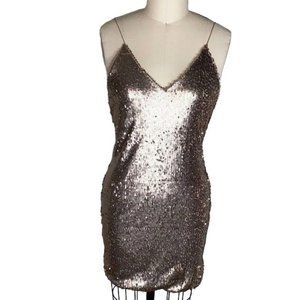 L'Atiste Champagne Gold Sequin Sexy Slip Mini Dress - Size S - Excellent…